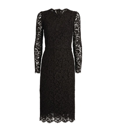 Shop Dolce & Gabbana Long-sleeve Lace Pencil Dress In Multi