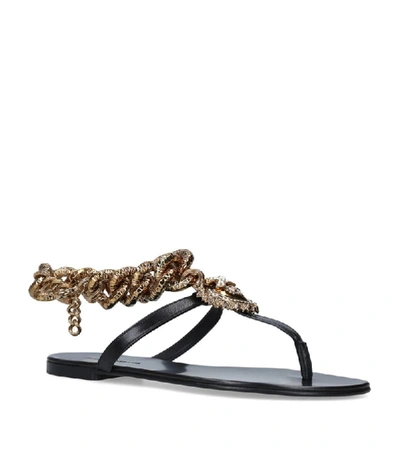 Shop Dolce & Gabbana Embellished Leather Devotion Sandals
