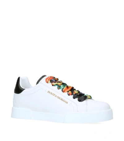 Shop Dolce & Gabbana Leather Scarf Detail Portofino Sneakers