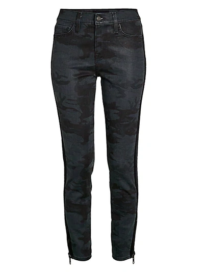 Shop Etienne Marcel Camo Zip-cuff Skinny Jeans In Charcoal