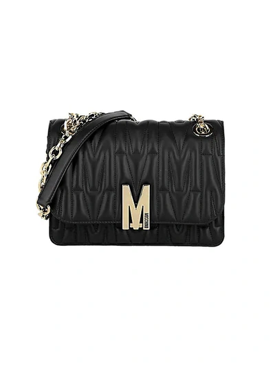 Shop Moschino Women's Quilted Leather Shoulder Bag In Black