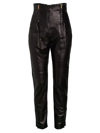 Shop Versace High-rise Silk Pants In Black