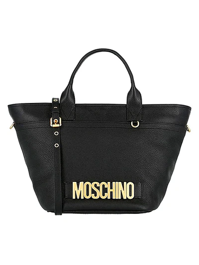 Shop Moschino Women's Logo Leather Crossbody In Black