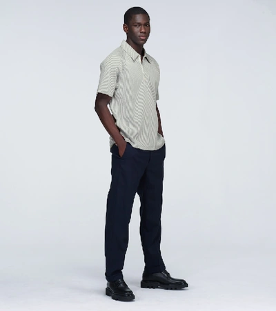 Shop Thom Browne Short-sleeved Seersucker Polo Knit In Grey