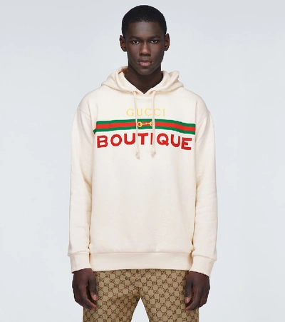 Gucci Boutique Printed Hooded Sweatshirt In White