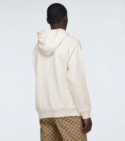 Shop Gucci Boutique Printed Hooded Sweatshirt In White