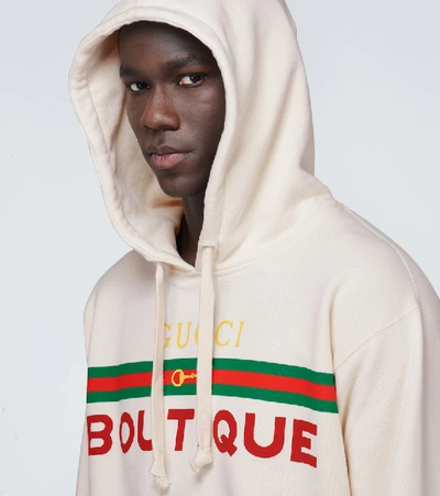 Shop Gucci Boutique Printed Hooded Sweatshirt In White