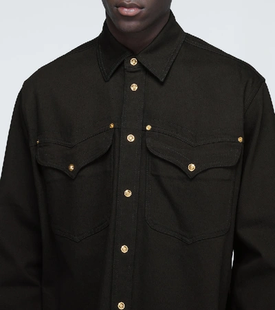 Shop Versace Relaxed-fit Denim Jacket In Black