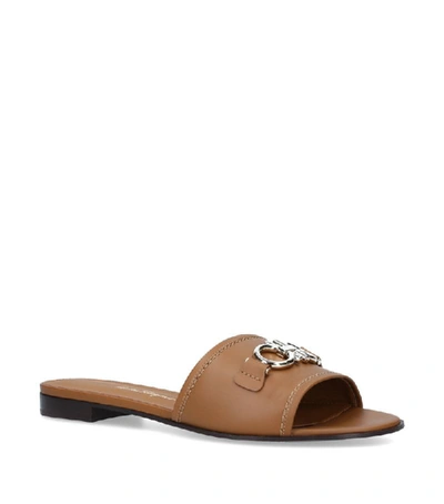 Shop Ferragamo Leather Rhodes Sandals In Brown