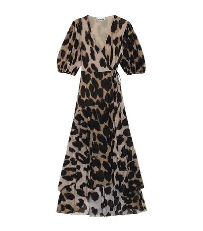 Shop Ganni Leopard Wrap Dress