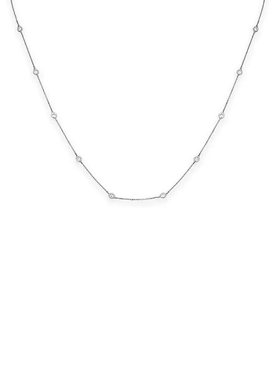 Shop Saks Fifth Avenue 14k White Gold & Diamond Adjustable Strand Necklace