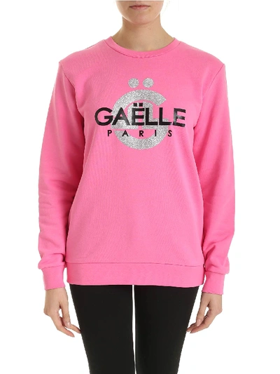 Shop Gaelle Paris Maxi Logo Print Sweatshirt In Pink