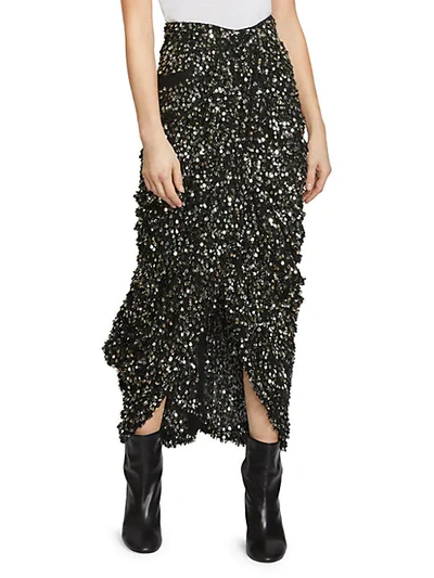 Shop Isabel Marant Calliandra Sequin High-low Skirt In Black