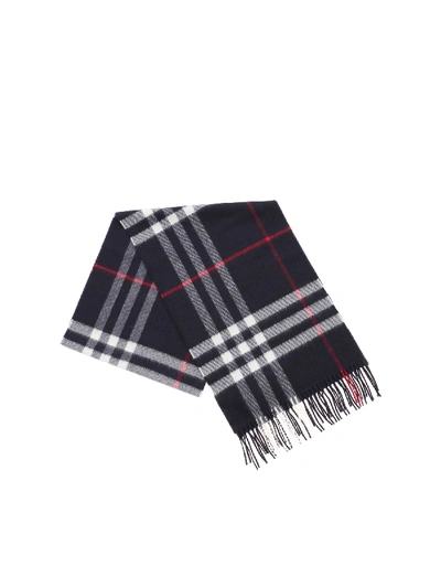Shop Burberry Blue Scarf With Giant Check Pattern