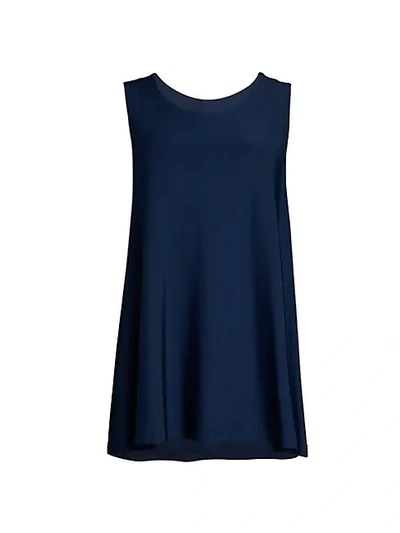 Shop Lafayette 148 Reed Matte Jersey Tunic In Dungaree Blue
