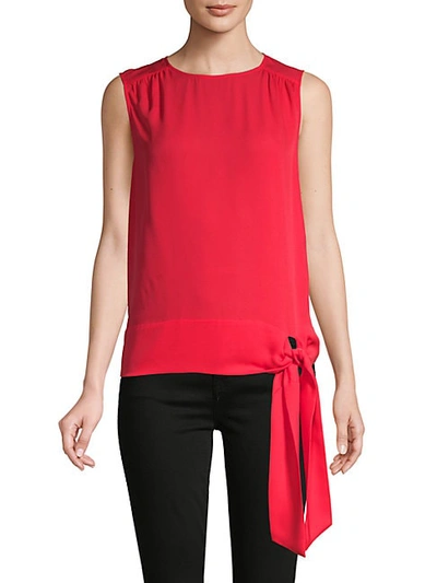 Shop St John Side-tie Silk Georgette Shell Top In Caviar