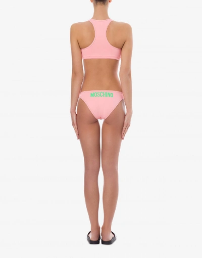 Shop Moschino Flash Logo Bikini Bottom In Pink