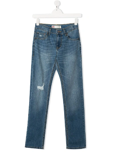 Shop Levi's Teen Distressed Slim-fit Jeans In Blue