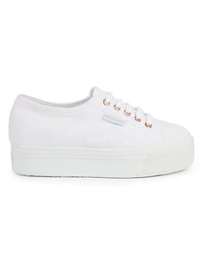 Shop Superga Woven Platform Sneakers In White