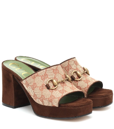 Shop Gucci Gg Canvas And Suede Sandals In Multicoloured