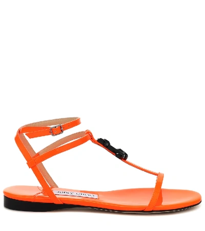 Shop Jimmy Choo Alodie Leather Sandals In Orange