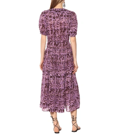 Shop Ulla Johnson Kemala Printed Cotton Midi Dress In Purple