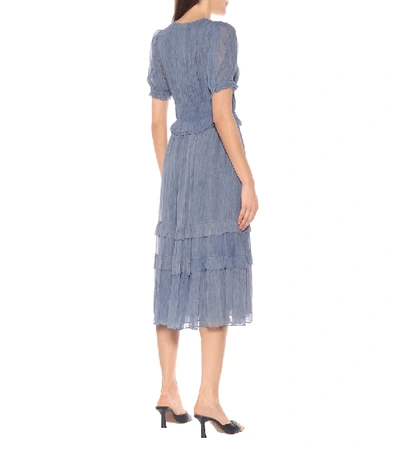 Shop Ulla Johnson Elodie Silk Midi Dress In Blue
