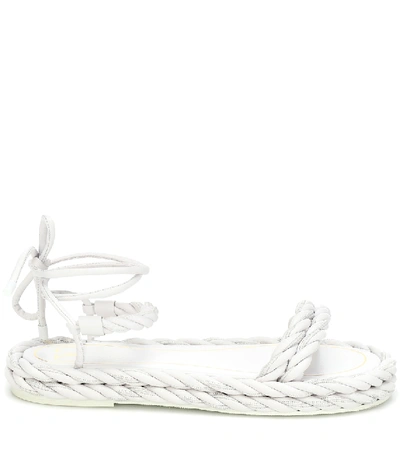 Shop Valentino The Rope Leather Sandals In White