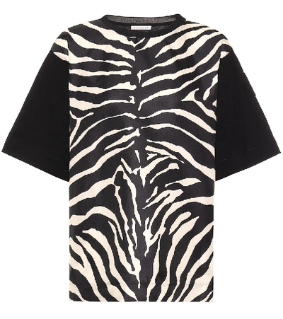 Shop Moncler Zebra-print Silk And Cotton T-shirt In Black