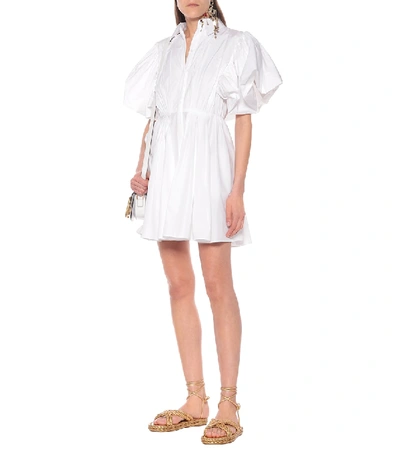 Shop Valentino Cotton-blend Minidress In White