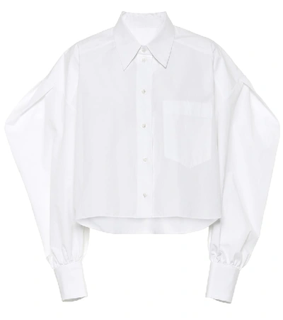 Shop Valentino Cotton-poplin Blouse In White