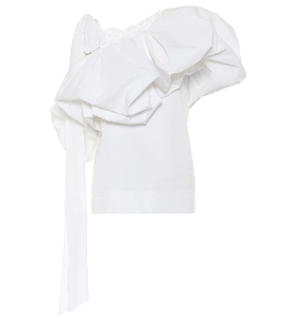Shop Valentino Cotton-blend Top In White