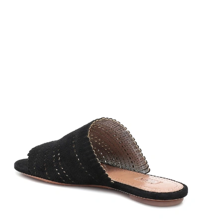 Shop Alaïa Suede Sandals In Black
