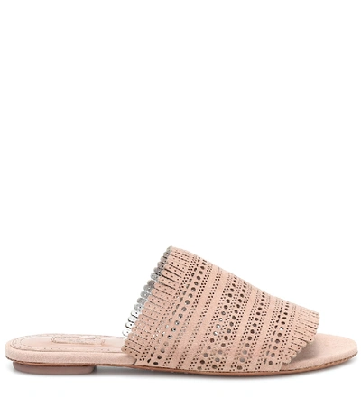 Shop Alaïa Suede Sandals In Beige