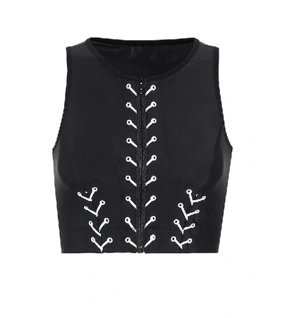 Shop Adam Selman Sport Lace-up Crop Top In Black