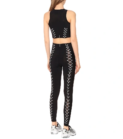 Shop Adam Selman Sport Lace-up High-rise Leggings In Black