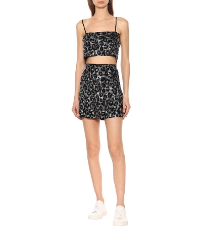 Shop Adam Selman Sport Embellished Leopard-print Crop Top In Blue