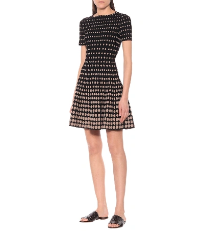 Shop Alaïa Polka-dot Stretch-knit Minidress In Multicoloured