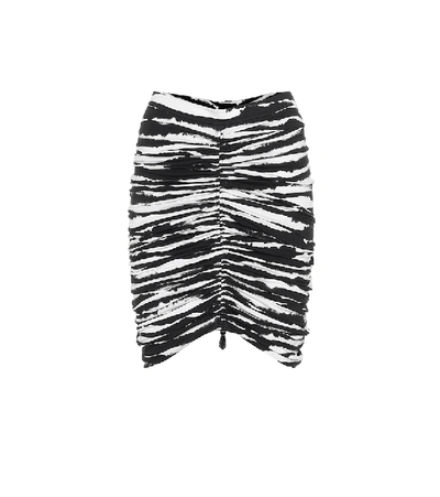 Shop Burberry Zebra-print Stretch-cotton Skirt In Black