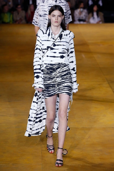 Shop Burberry Zebra-print Stretch-cotton Skirt In Black