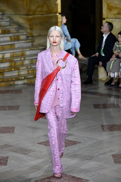 Shop Sies Marjan Molly Lizard-print Cotton Blazer In Pink