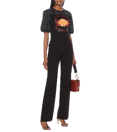 Shop Chloé Logo Cotton-jersey Top In Black