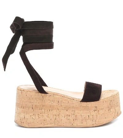Shop Gianvito Rossi Suede Platform Sandals In Brown