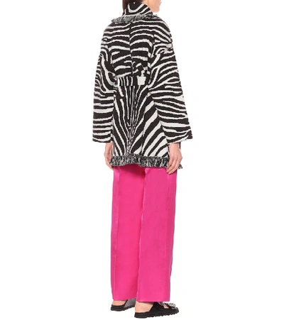 Shop Alanui Zebra Wool Jacquard Cardigan In Multicoloured