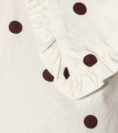 Shop Ganni Polka-dot Cotton-poplin Dress In White