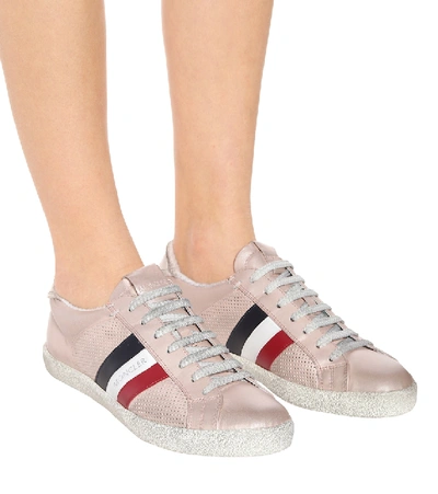 Shop Moncler Alyssa Leather Sneakers In Pink
