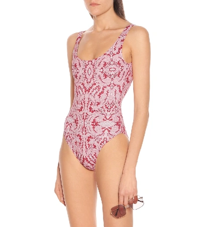 Shop Etro Printed Onepiece Swimsuit In Pink