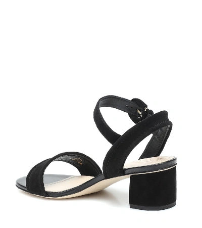 Shop Tod's Suede Sandals In Black