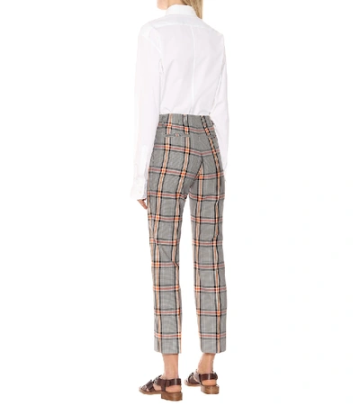 Shop Dries Van Noten Checked High-rise Straight Pants In Multicoloured