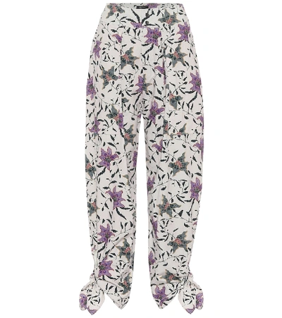Shop Isabel Marant Gaviao Floral Cotton Pants In White